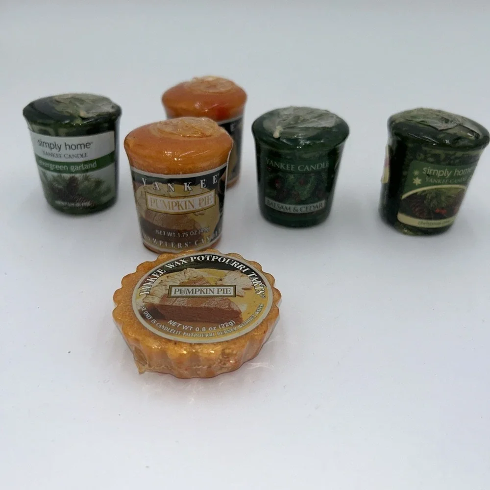 New Sealed Yankee Candle 6 Lot Sample & Tart Retired Pumpkin Pie  Christmas Pine